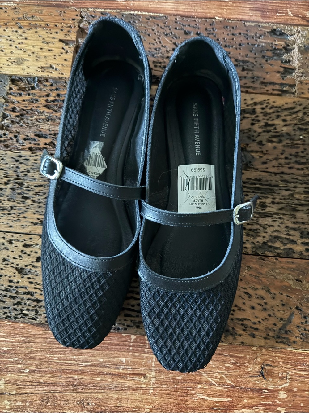 Saks Fifth Avenue Black Quilted Mary Jane Flats - Picture 1 of 4